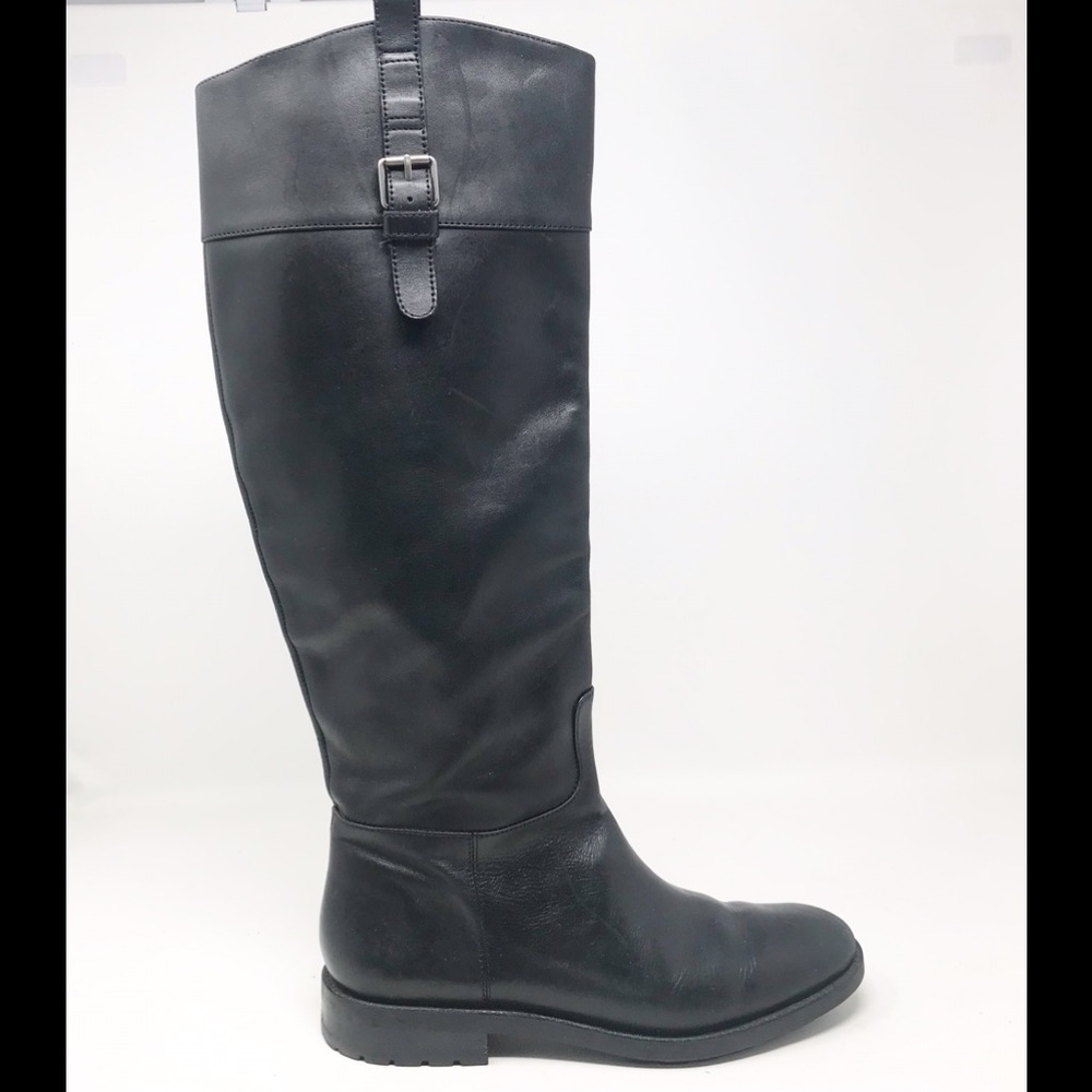 Banana Republic Tall Black Leather Classic Equestrian Lug Sole Riding Boots 8